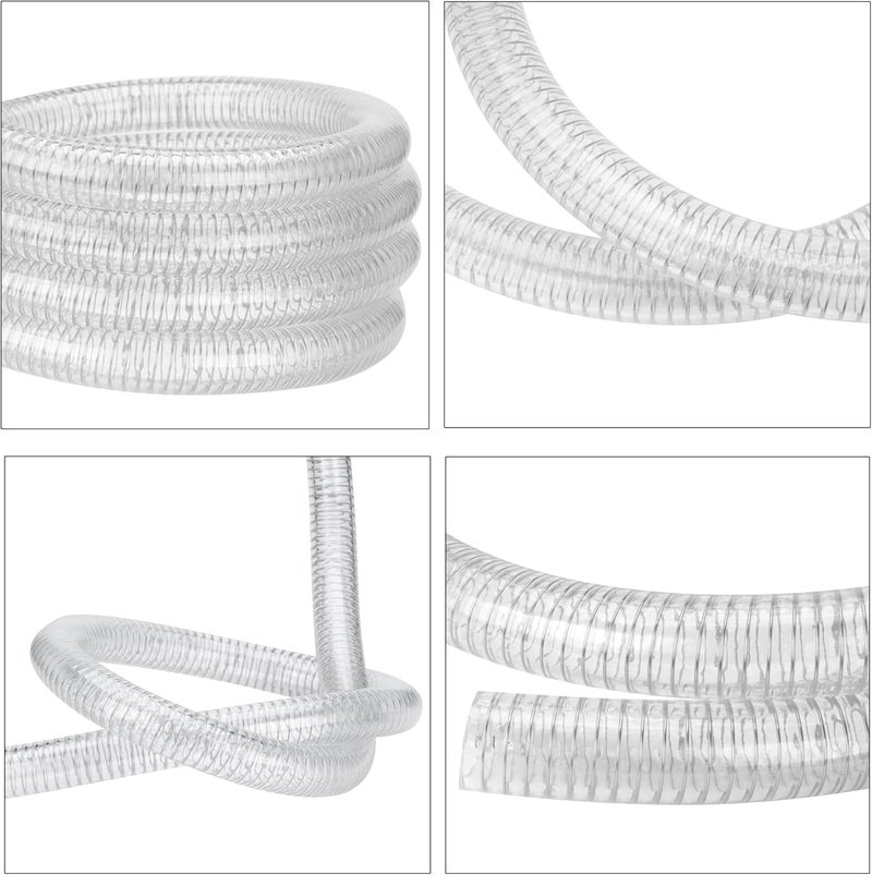 Geowaky Steel Wire Hose 1-1/4"id x 10ft Flexible Suction Hose PVC Reinforced Tubing Heavy Duty Clear Vinyl Vacuum Line Tubing High Pressure Drain Hose - Image 3